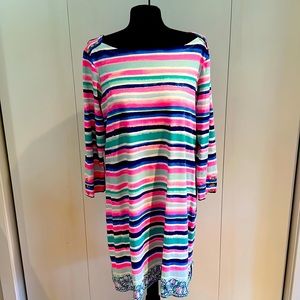 Lilly Pulled UPF50 Sophie dress in multi sandy stripe